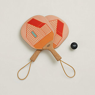Les Cabanes set of 2 beach rackets - Orange | Hermès USA